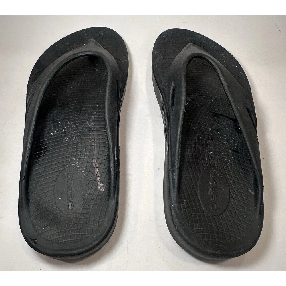 OOFOS OOriginal Recovery Flip Flops Black Size EU 45 US Mens 12 Comfort